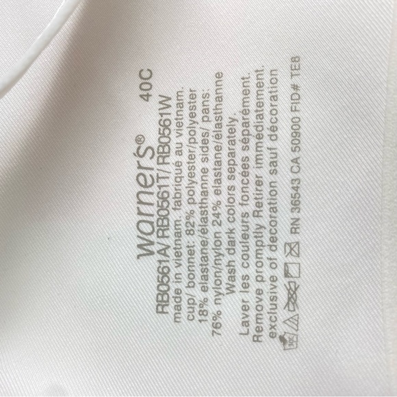 Warner's Women's Bra 40C White Simply Perfect Smoothes Underarm Bulge Underwire - Picture 10 of 11